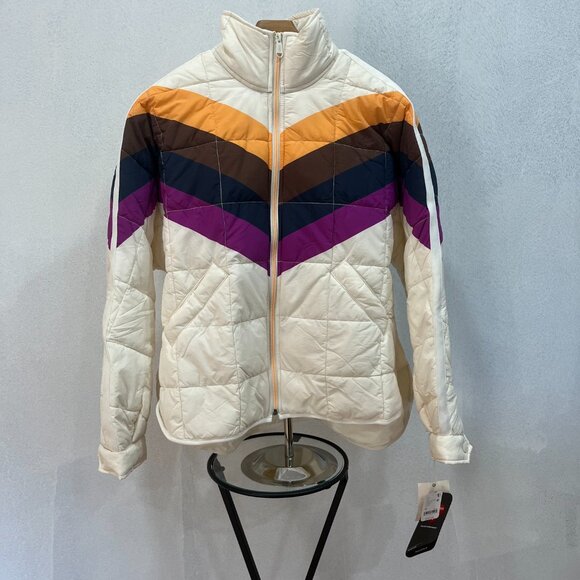 NWT Free People Movement X Hatch Printed Puffer Jacket Ivory Chevron Combo, XS - Picture 3 of 8